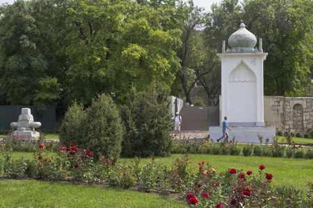Bakhchisaray, Crimea, Russia - July 22, 2019: View of the garden terraces of the Bakhchisaray Khan Palace, Crimeaのeditorial素材
