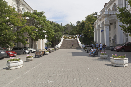 Sevastopol, Crimea, Russia - July 24, 2019: Sinop stairs in the city of Sevastopol, Crimeaのeditorial素材