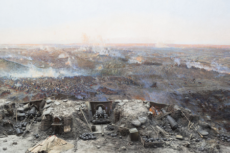 Sevastopol, Crimea, Russia - July 24, 2019: A fragment of a panorama of the Defense of Sevastopol 1854-1855, Crimeaのeditorial素材