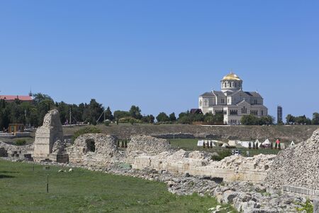 Sevastopol, Crimea, Russia - July 26, 2019: State historical and archaeological Museum-reserve Chersonesos Tauric in the city of Sevastopol, Crimeaのeditorial素材