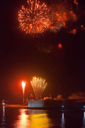Sevastopol, Crimea, Russia - July 28, 2019: Salute in honor of the Navy Day at the Konstantinovsky Battery in the hero city of Sevastopol, Crimeaのeditorial素材