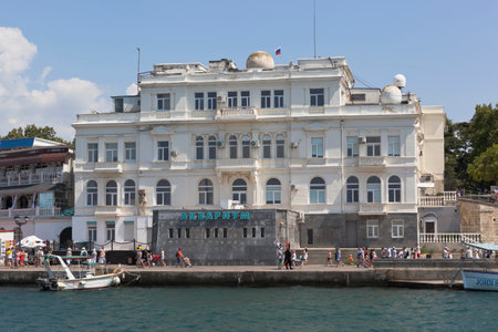 Sevastopol, Crimea, Russia - July 26, 2020: Sevastopol Aquarium Museum on the embankment of Artillery Bay in the city of Sevastopol, Crimeaのeditorial素材