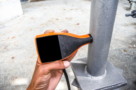 Coating thickness gauge for measuring the thickness of the coating film.の写真素材