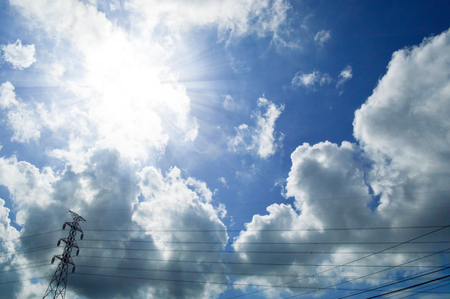 Beautiful sky and electric powerの写真素材
