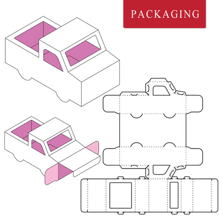 Package template transportation concept.Package Template. Isolated White Retail Mock up.のイラスト素材