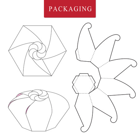 Fruit concept package.Vector Illustration of Box.Package Template. Isolated White Retail Mock up.のイラスト素材