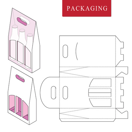 Packaging for  can bottle.Vector Illustration of Box.Package Template. Isolated White Retail Mock up.のイラスト素材