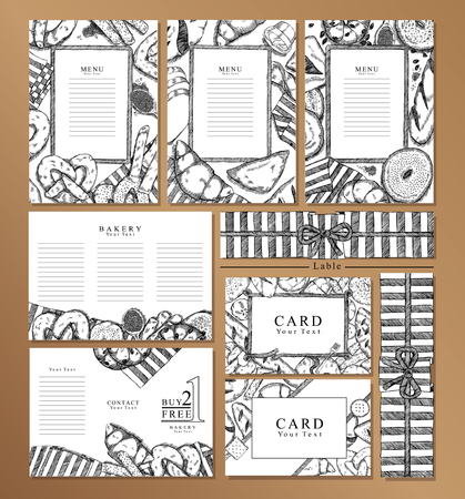 Menu restaurant brochure,Name card and labal. Food design template.Black and white.のイラスト素材