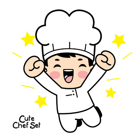 Cute chef character  set. Characters set in chef uniform.Vecterのイラスト素材