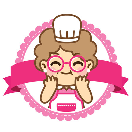 Grandmother is cooking.Cute style.Vector design set. - Vectorのイラスト素材