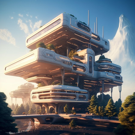 Sci-fi city. Futuristic architecture. 3d renderingの素材