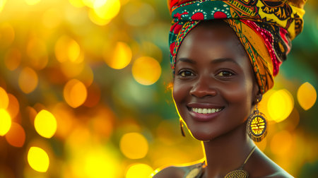 Studio portrait of happy successful confident black business woman. Beautiful young lady in white jacket smiling at camera standing isolated on blank solid beige colour copyspace backgroundの素材