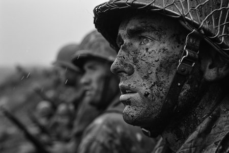 Silhouette of saluting soldier on white background, back viewの素材
