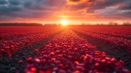 Tractor seeding directly into the stubble with red equipment using GPS for precision farming in the fields of Czech Republic.の素材