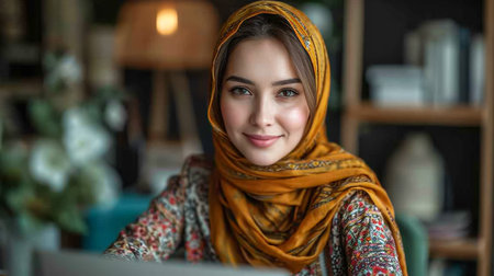 Smilling can be contagious. Portrait of a beautiful woman smiling at the camera.の素材