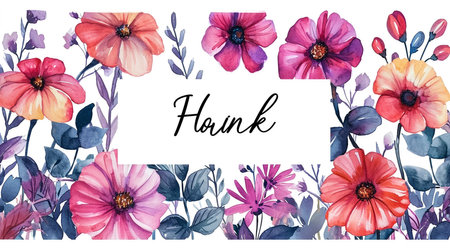 Hand drawn watercolor bouquet. Design with gold circle frame and invitation card, vector.の素材