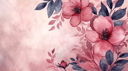 Greeting card. Bloom. Chinoiserie. Horizontal frame. Vintage floral illustration. Blue and whiteの素材
