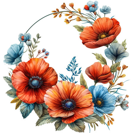 Floral template for invitation. Pink roses, eucalyptus, plants and flowers. All elements are isolated.の素材