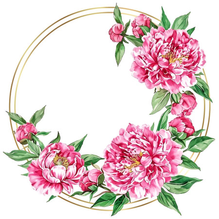 Floral template for invitation. Pink roses, eucalyptus, plants and flowers. All elements are isolated.の素材