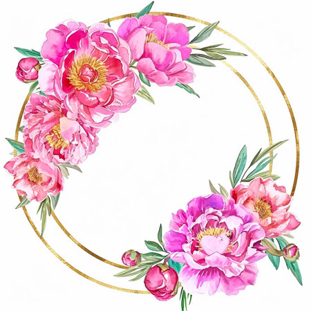 Floral template for invitation. Pink roses, eucalyptus, plants and flowers. All elements are isolated.の素材