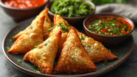 Potato Samosa or Aloo Samosa is a indian snack.の素材
