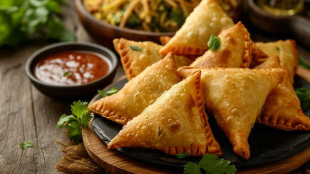 Potato Samosa or Aloo Samosa is a indian snack.の素材