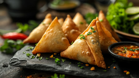 Potato Samosa or Aloo Samosa is a indian snack.の素材