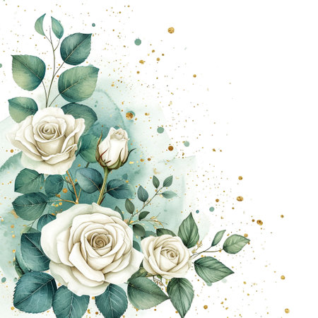 Watercolor Vintage card with hydrangea , succulents and butterflies . Hand drawn.の素材