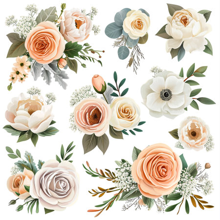 Watercolor flowers, pink, burgundy and indigo peonies. Floral summer clip art. Arrangement perfectly for printing design on invitations, cards, wall art and other. Isolated on white. Hand painted.の素材