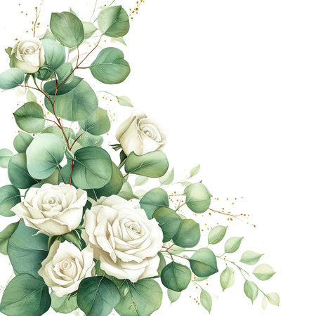 Watercolor Vintage card with hydrangea , succulents and butterflies . Hand drawn.の素材