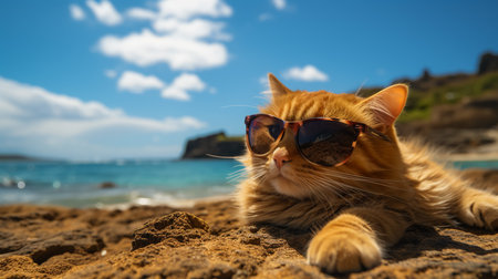 funny cat in round sunglasses close-upの素材