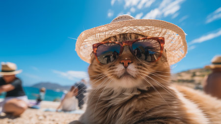 funny cat in round sunglasses close-upの素材