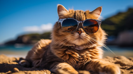 funny cat in round sunglasses close-upの素材