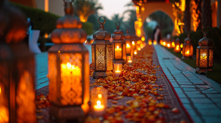 indian wedding stage decoration with flower arrangementsの素材