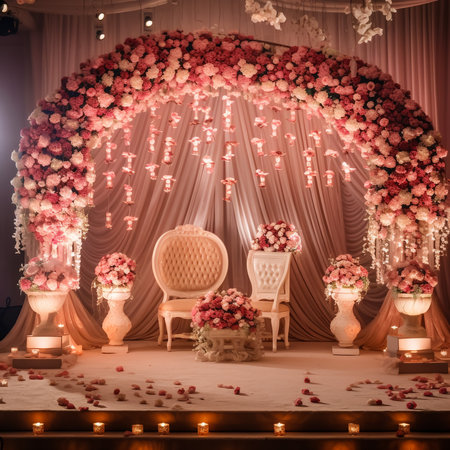 luxury stage decoration with lovely flowersの素材