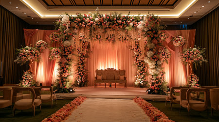 luxury stage decoration with lovely flowersの素材