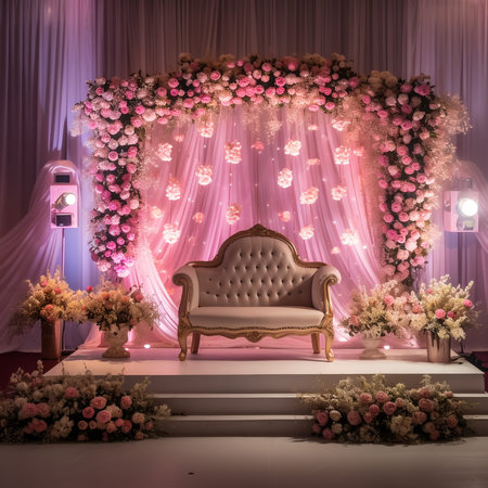 luxury stage decoration with lovely flowersの素材