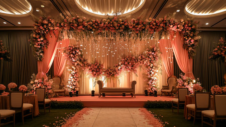 luxury stage decoration with lovely flowersの素材