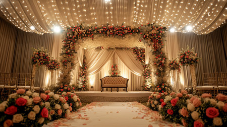 luxury stage decoration with lovely flowersの素材