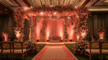 luxury stage decoration with lovely flowersの素材
