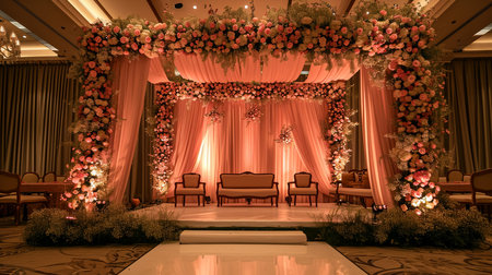 luxury stage decoration with lovely flowersの素材