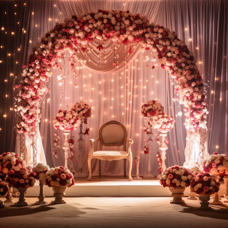 luxury stage decoration with lovely flowersの素材