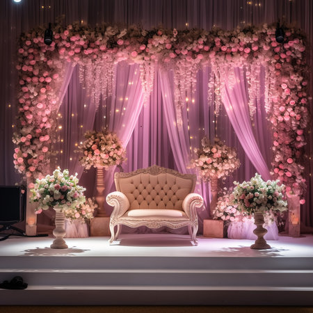 luxury stage decoration with lovely flowersの素材