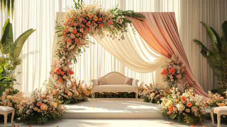 luxury stage decoration with lovely flowersの素材