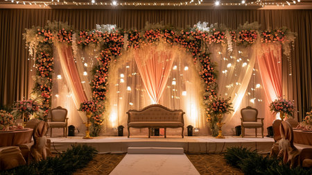 luxury stage decoration with lovely flowersの素材