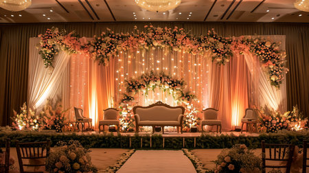 luxury stage decoration with lovely flowersの素材
