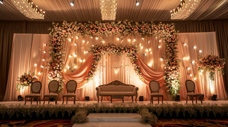 luxury stage decoration with lovely flowersの素材