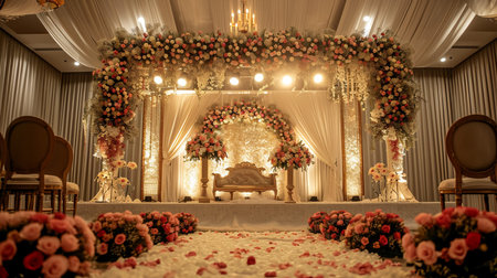 luxury stage decoration with lovely flowersの素材