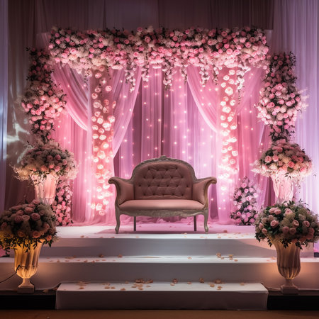 luxury stage decoration with lovely flowersの素材