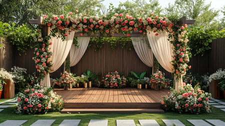 luxury stage decoration with lovely flowersの素材